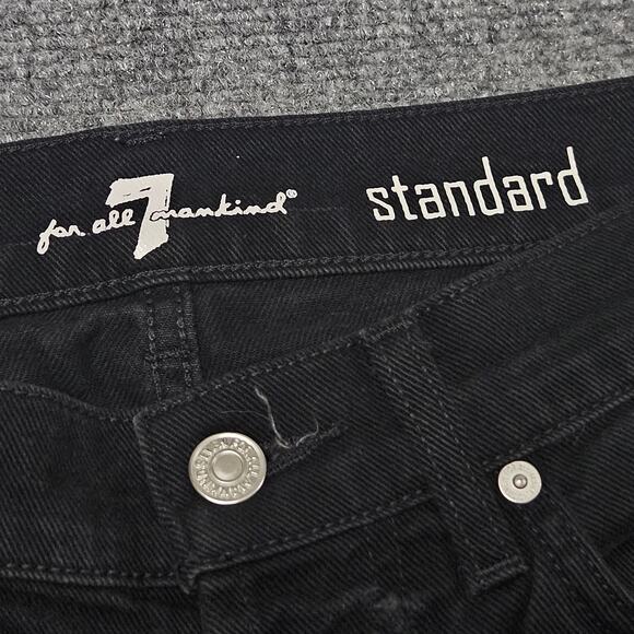 7 For All Mankind Jeans Black Distressed Bootcut Stretch Denim Grunge Style - Picture 6 of 15